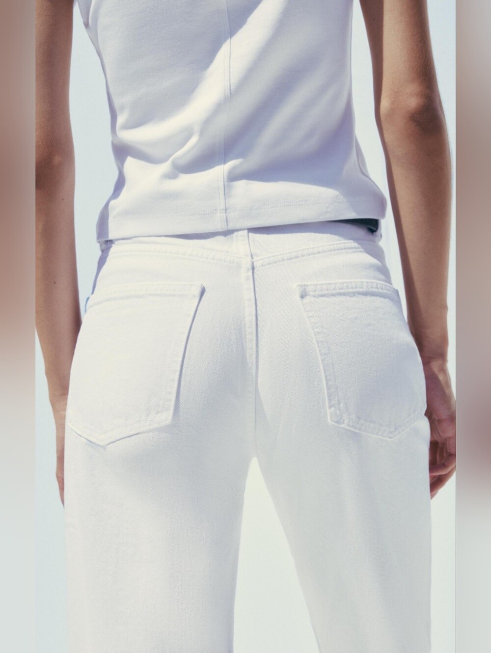 Zara White Denim Mom Jeans 100% Cotton High Waist Straight Leg 2/XS - Picture 12 of 16